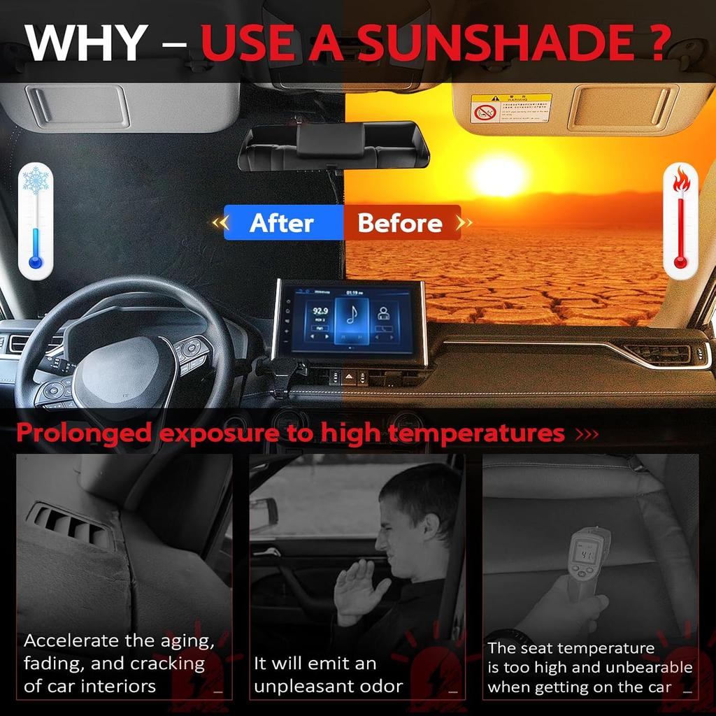 KAYZT Windshield Sun Shade For F150 2015- Foldable Sunshade Front Window  Fit Accessories