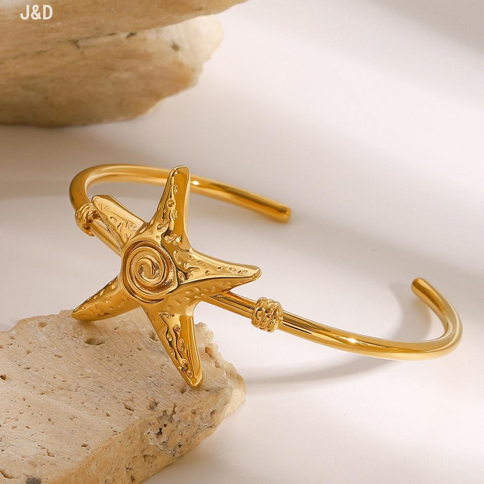 

Открытый браслет из нержавеющей стали в виде морской звезды, универсальный браслет с ощущением высокого класса, простой и холодный, женские украшения из титановой стали