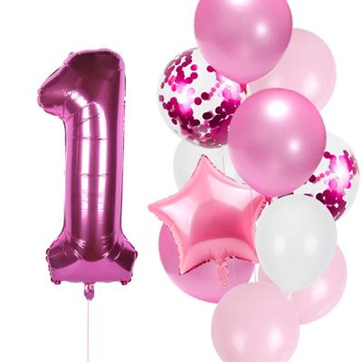 12 sztuk/partia dziewczyna balony urodzinowe zestaw różowy 1 2 3 4 5 6 7 8 9 40 cal numer balon foliowy na 1. 2. 3. urodziny piłki imprezowe zabawki