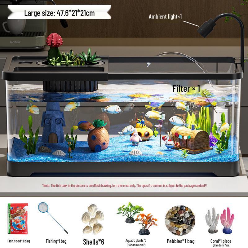 Eco-Friendly Desktop Goldfish Tank with Integrated Filter & Aerator for Living Room – Betta Fish Landscaping Aquarium