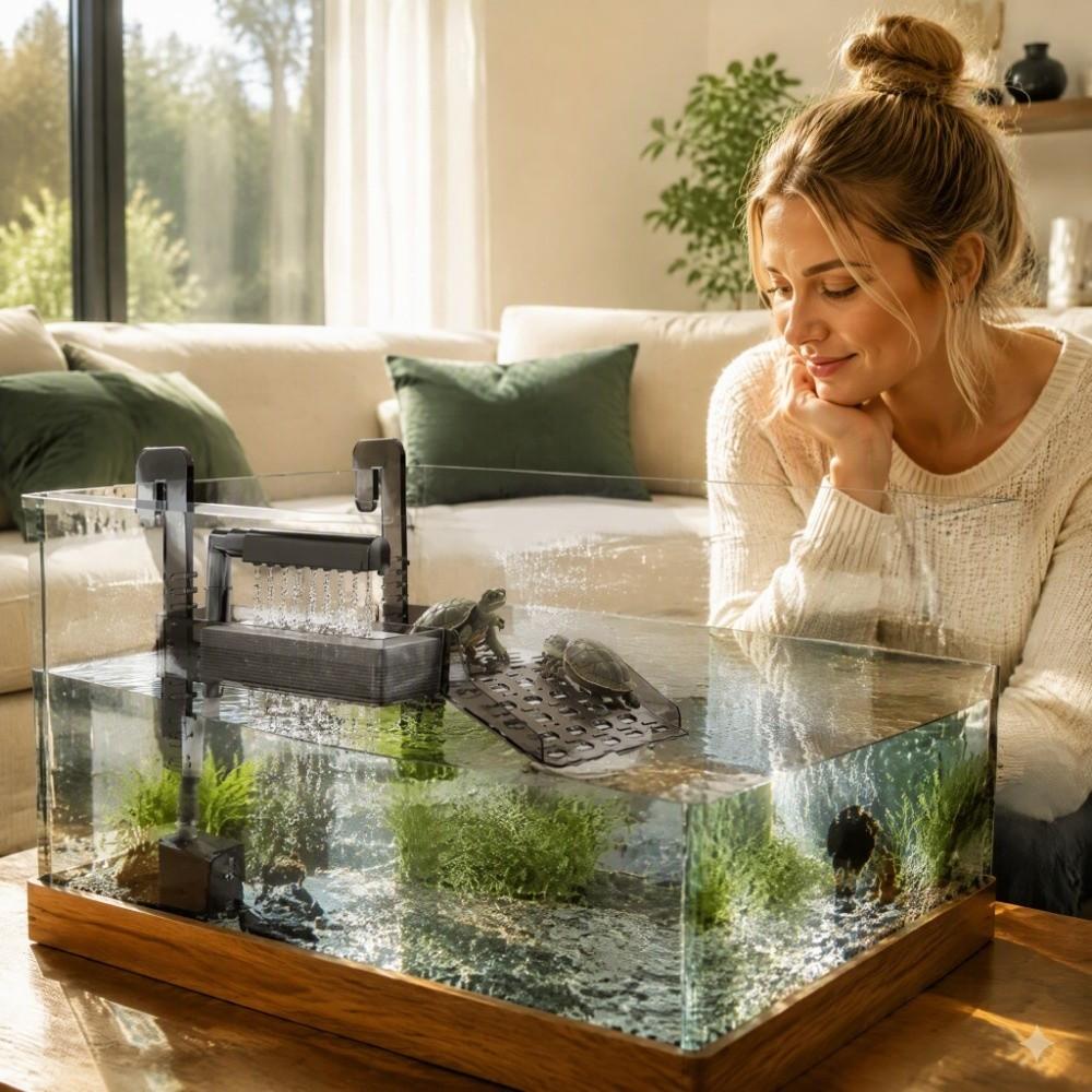 Adjustable Height Turtle Basking Platform Wall Hanging Terrarium Resting Ramp Tank Decoration