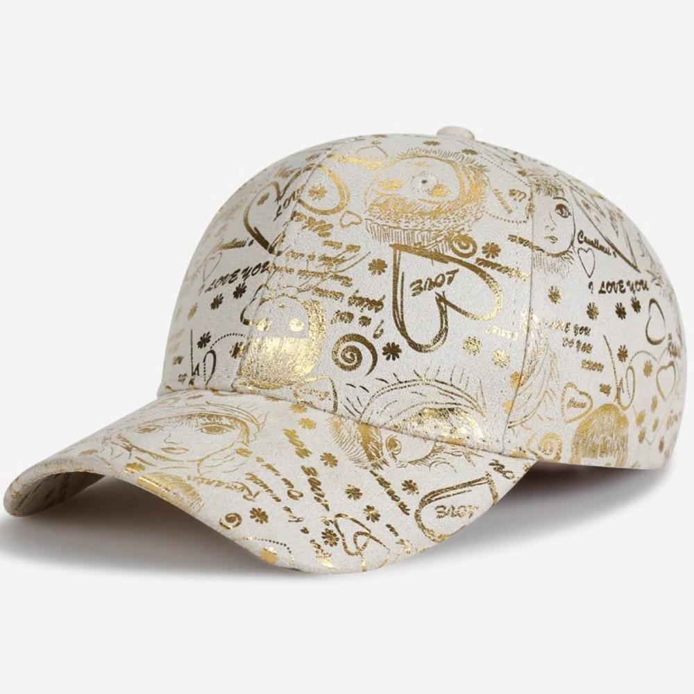 Golden Sketch Print Visor Cap Cotton Baseball Hats Graffiti Baseball Cap For Man Women Unisex