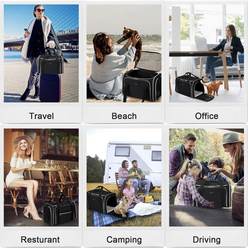 Airline Approved Cat Carrier Bag Soft Side Pet Travel 5 Sides Open Doors 3 Sides Expandable Foldable Dog Carrier with Fleece Pad