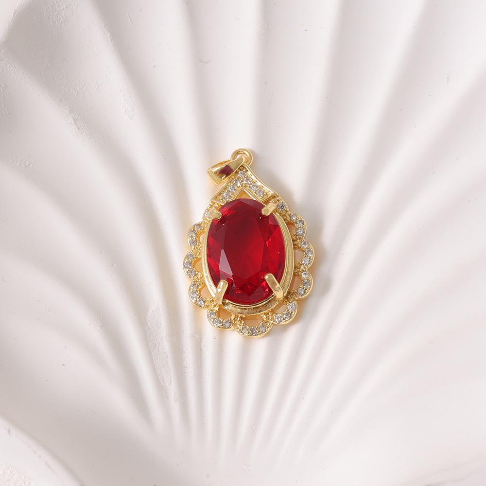 Elegante Tropfenförmige Rubin-Diamant-Anhänger Halskette Anhänger - Luxuriöses Antikes Stil Neujahrszubehör.
