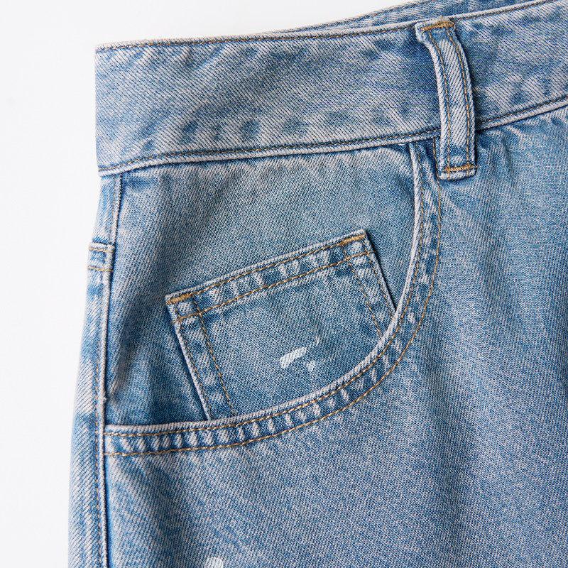 Northern Deer Retro A-Line Denim Half Skirt for Women - 64% Lyocell, 36% Cotton, Spring/Summer Collection.