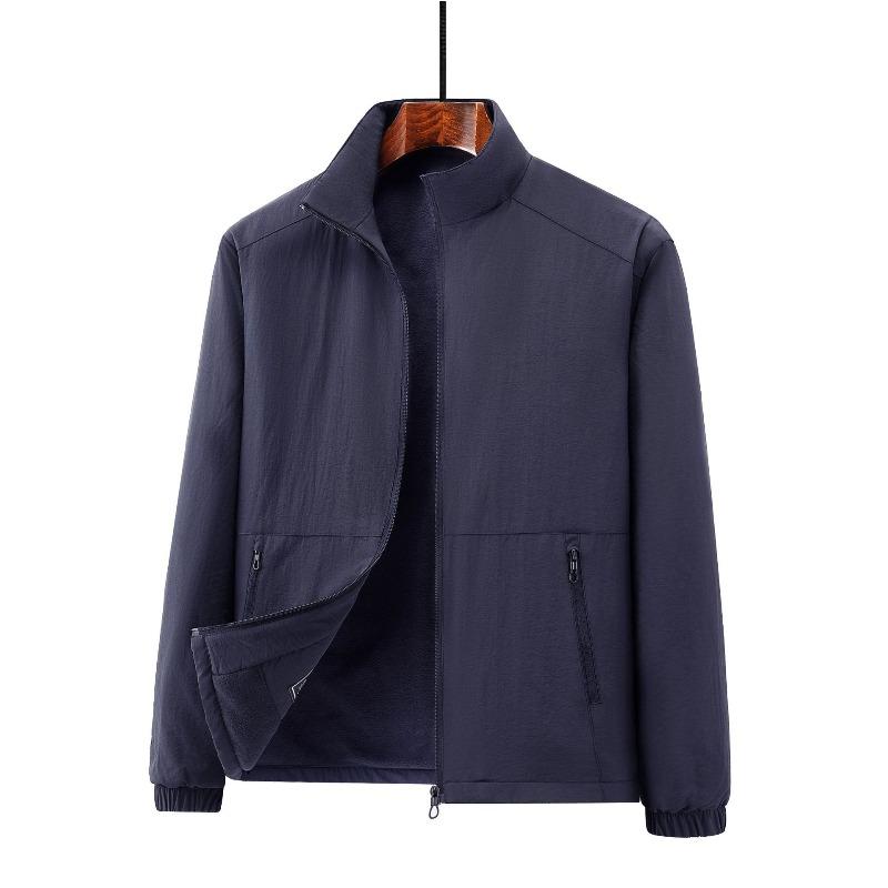 Winter new fleece thickened jacket men's windproof warm jacket large size medium and green stand-up jacket