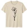 Minimalist Flower Outline T-Shirt Botanical Floral Birthday Gift For Him And Her