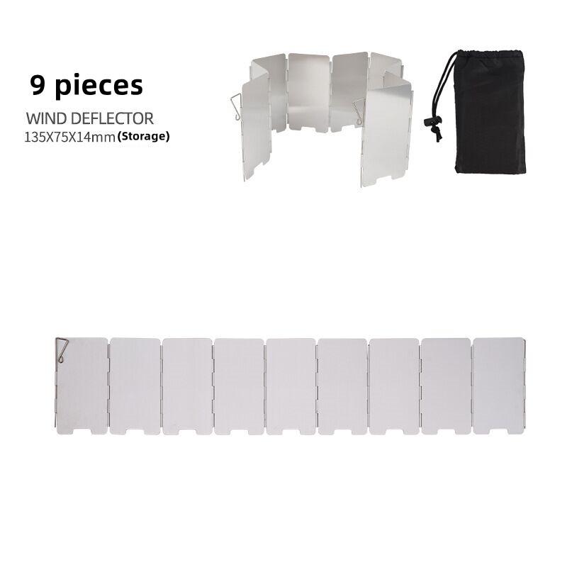 

Ветрозащитный экран для плиты на 8/9/10 пластин, алюминиевый ветрозащитный экран для плиты с сумкой-шнурком, для кемпинга, бутановые горелки(10 тарелок) 9 pieces