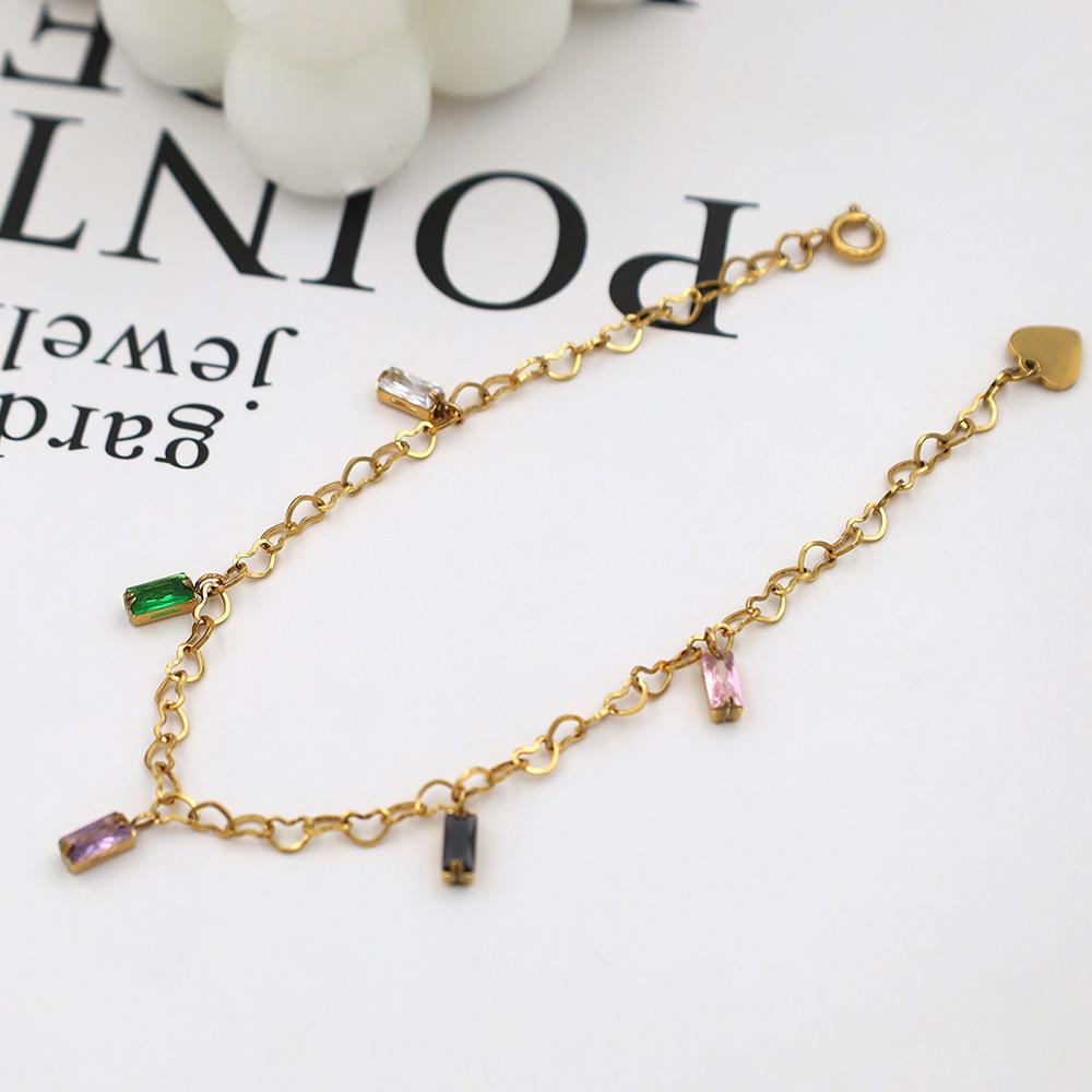 The Same Fashionable Light Luxury Multicolored Zircon Women'S Bracelet Personalized Titanium Steel Jewelry Jewelry Does Not Fade