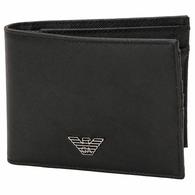 

[Emporio Armani] eagle logo Saffiano With coin purse bifold wallet BI-FOLD W/COIN WALLET men s black [product]
