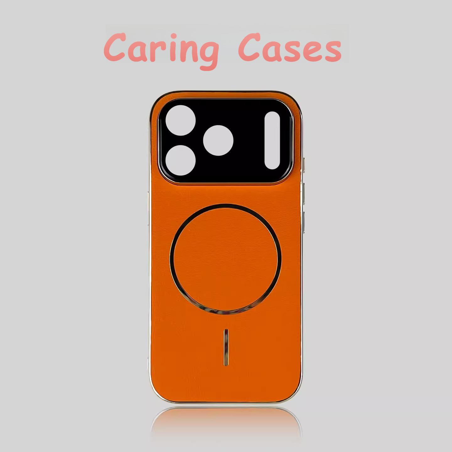 

For iPhone 17 Pro Max Case Leather Texture Electroplated Nickel Plate Magnetic Thin Ring Premium Trendy Cover with iPhone 16 15 iPhone17 Pro Max помаранчевий