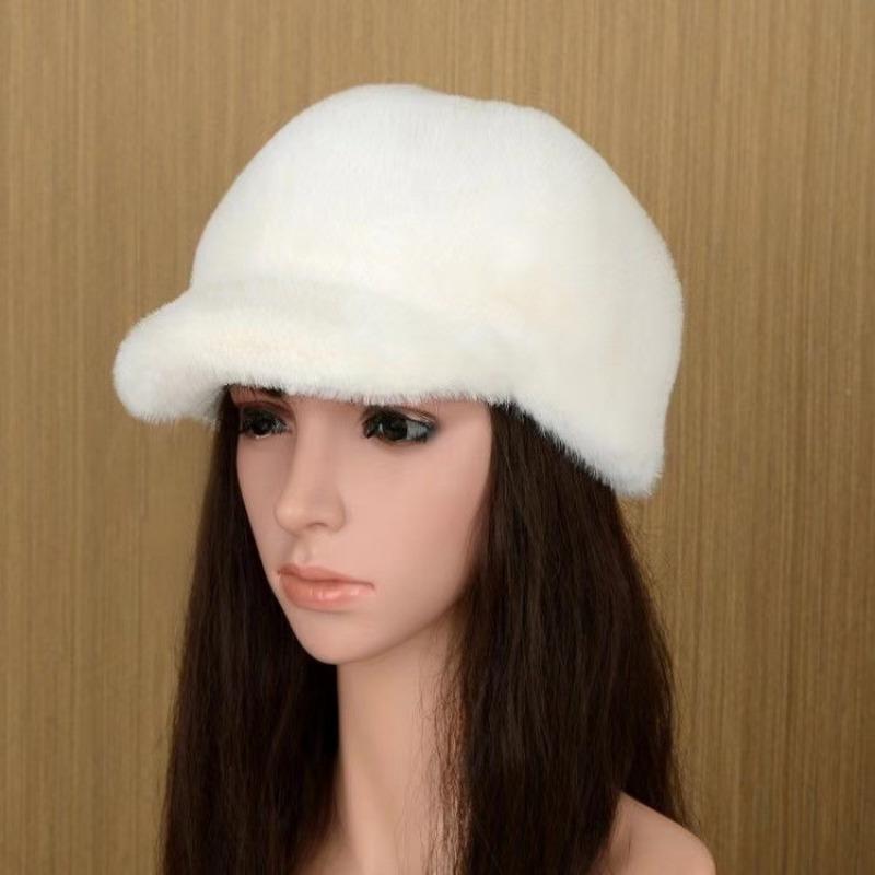 

Женская шапка из толстого меха, зимняя натуральная теплая шапка, женская модная шапка с ушами белый
