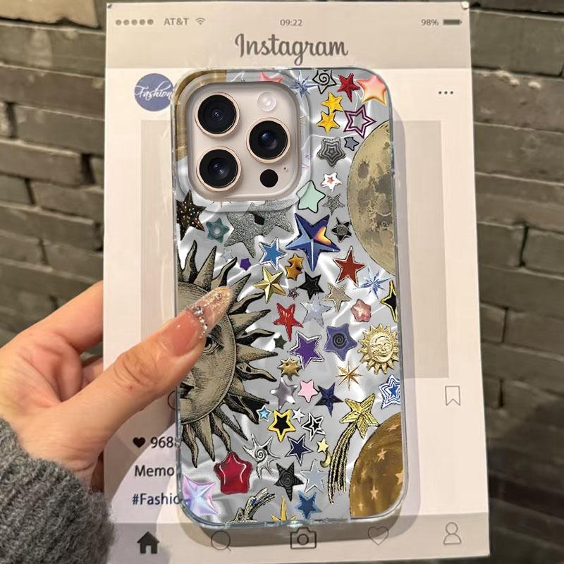 Retro Sun Marine Floral Eyes Girls Women Phone Case For Apple iphone 16 15 14 13 Pro Max 16e 12 11 7 8 Plus XR SE Fundas Cover