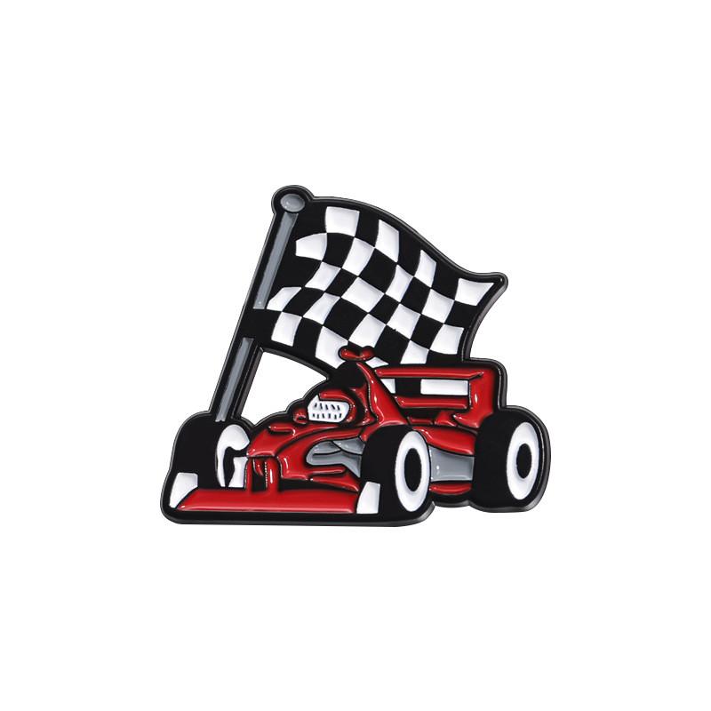 

Unique Character Cartoon Black And White Checkered Flag Brooch Pin For Accessory Fashionable QHXZ1775