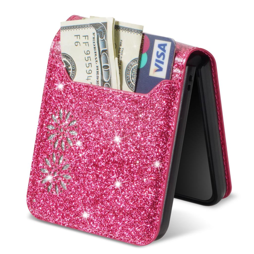 Suitable for Samsung Z Flip4 Mobile Phone Case Z Flip3 Glitter Star Card Anti-drop Protective Case 3rd Generation Folding