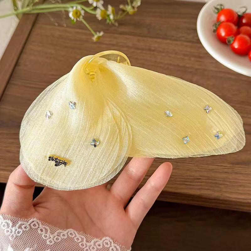 Snow Mist Butterfly Bright Tulle Butterfly Hair Clips Women's French Neck Shark Clip Hair Accessories
