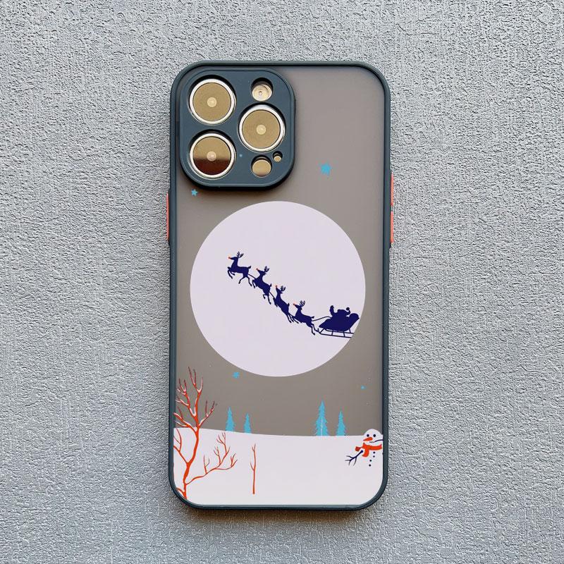 Merry Christmas Tree Snow Scene Phone Case for iPhone 14 13 12 Mini 11 Pro Max 16 15 Pro Max XS XR X 7 8 plus Shockproof Cover
