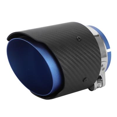 Carbon Fiber 80mm Inlet 101mm Outlet Tail Throat Staight Sided Matte Exhaust Pipe Tip Fit for Mazda CX5 CX4(Blue )