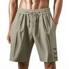 Men's Elastic Waist Shorts for Summer Wear Loose Linen Beach Casual Solid Color Five-point American Shorts