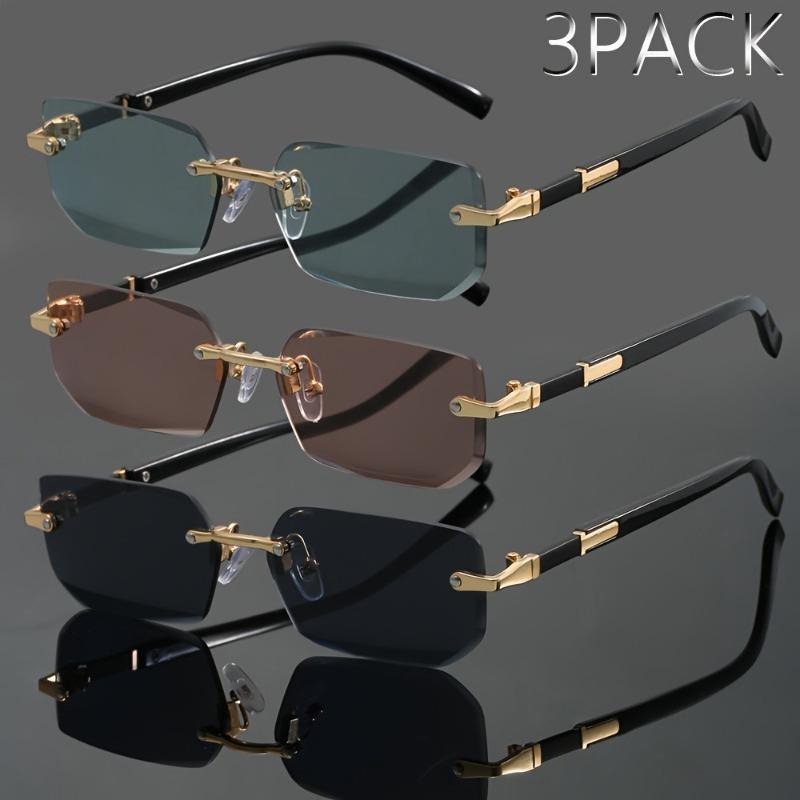 Lot de 3 Lunettes de Soleil Rétro en Métal pour Hommes Femmes Tendance Mode Lunettes d'Été Décontractées Fête de Rue