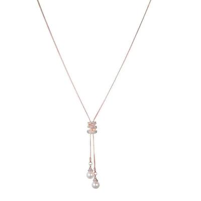 Dlouhý, minimalistický perlový spirálový přívěsek, dlouhý přívěsek na náhrdelník, všestranný, třáseň svetru posetá diamanty, řetízek pro ženy