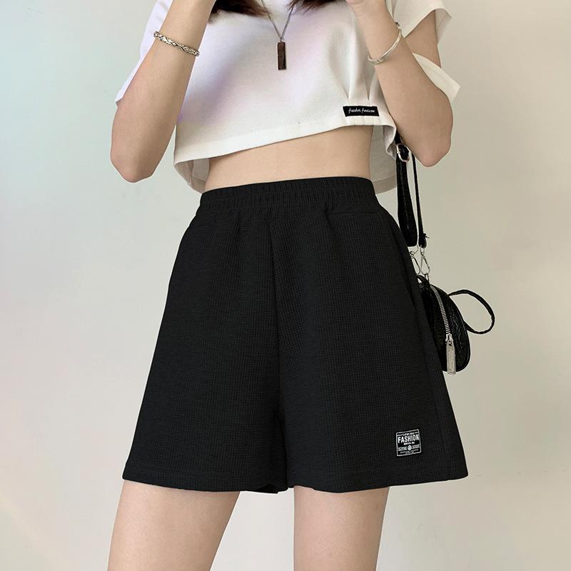 

New summer sports shorts women s waffle casual shorts trendy thin straight loose wide-leg shorts women S