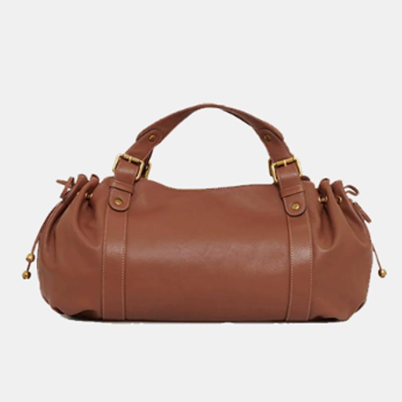 Nouveaux Sacs à Épaule pour Femmes Grande Capacité Sacs à Main Rétro Rivetés pour Dames Sac Tote Sac Bandoulière en Cuir PU Doux de Luxe marron