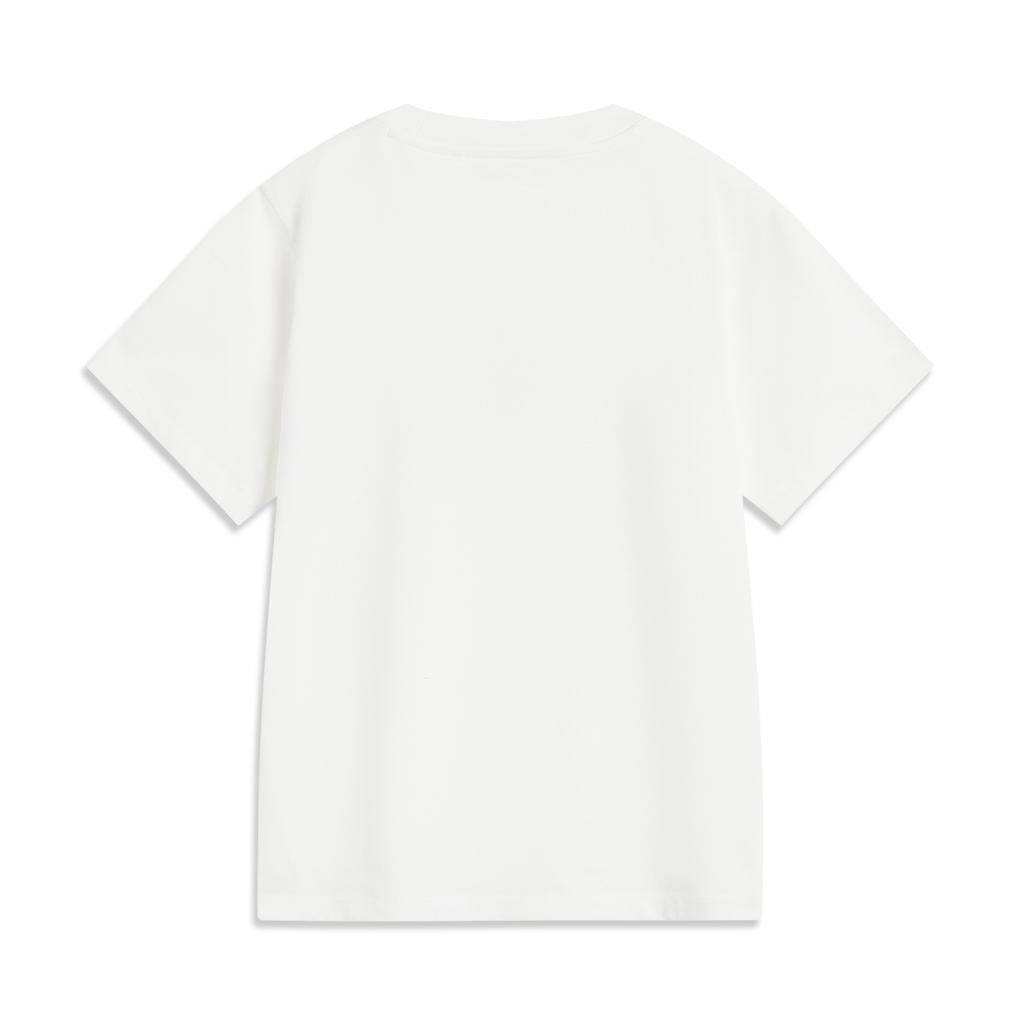 Li Ning Sports Trend Series Simple Casual Solid Color Round Neck Pullover Short Sleeve T-Shirt Women Tops Off-White AHSV186-1