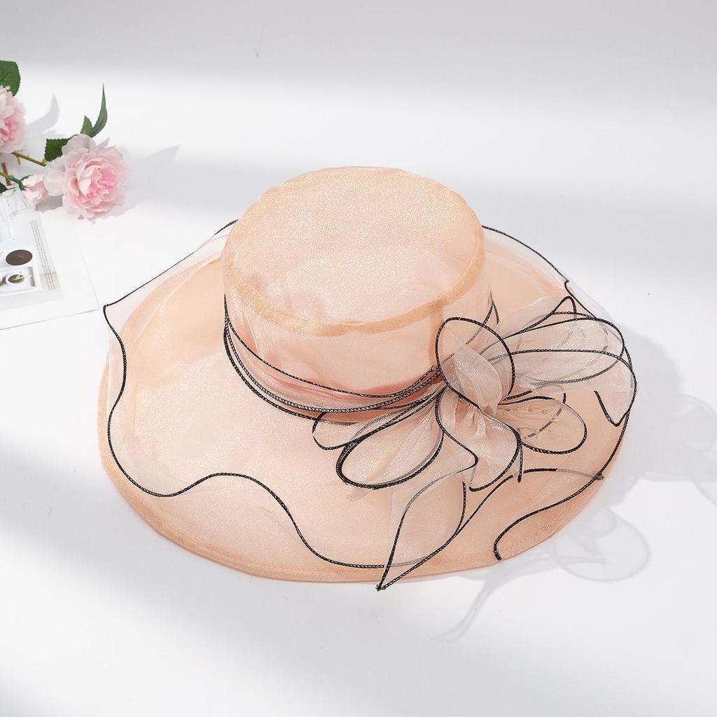 Eugen Mesh Flower Hat Summer Fashion Sun Protection and Shading Large Eave Hat Retro Elegant Women's Hat