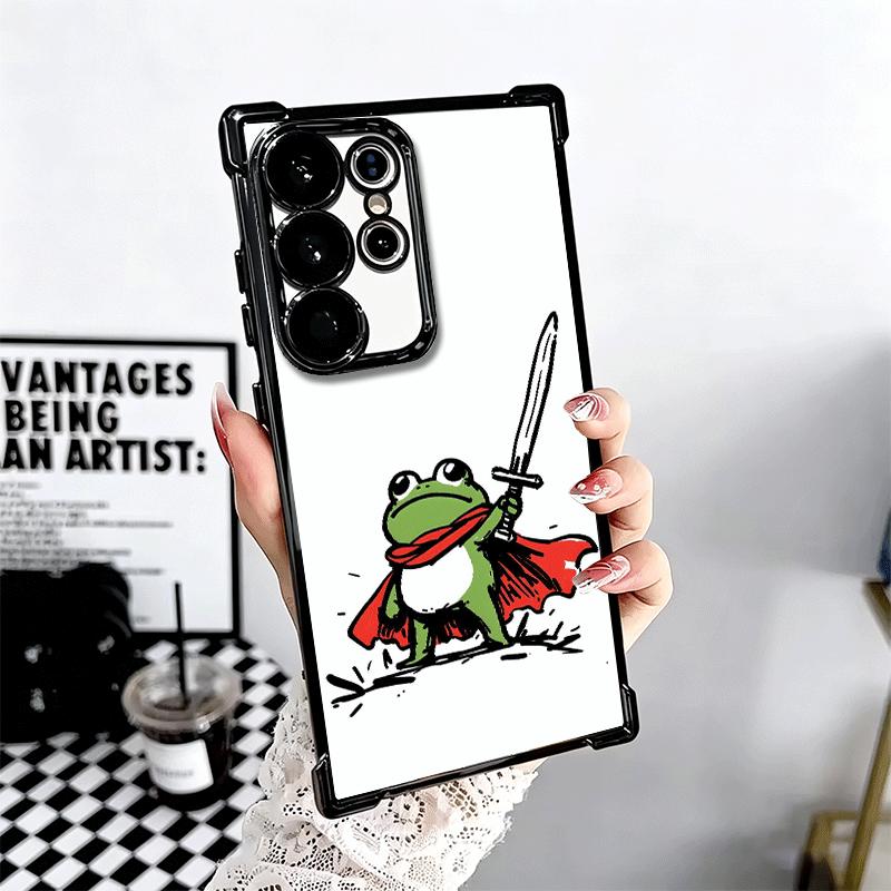 Cute Cartoon Frog Plating Phone Case For Samsung Galaxy S24 S25 FE S26 Edge S23 Ultra S22 S21 Plus S20 Anti-Fall Airabag Cover