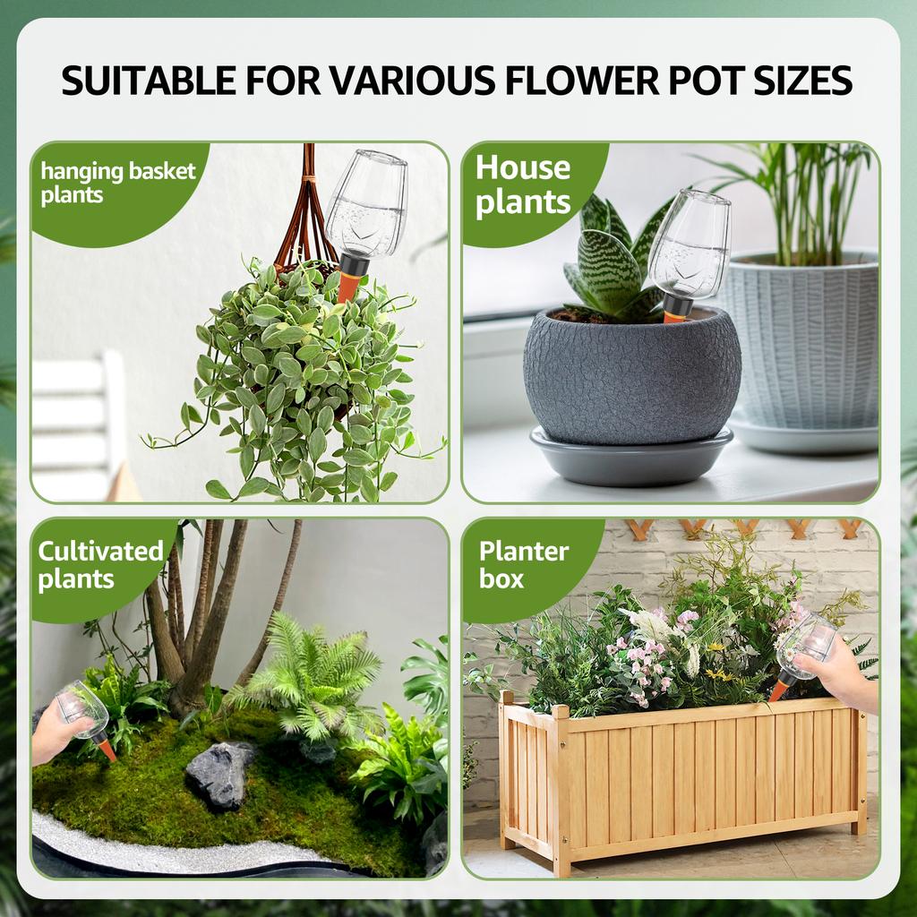 4Pcs Plant Watering Globe Clear Self Watering Planter Insert Slow Release Control Water Dripper for Garden Indoor Flower Pot