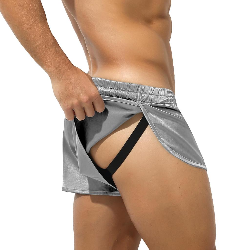 Arjen Kroos Men's Sexy T-Back Boxer Briefs with Tie Rope, Underwear, Underpants, Trunks, Gray, AK2195-A1, Size Small