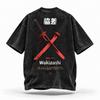 PREMIUM Wakizashi Oversize Japanese Streetwear Acid Washed T-Shirt, Quality Unisex Shirt, Japanese Swords Print, Zen Shirt, Gift For Him,