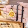 Ancient Gold Sand Eight-Treasure Compass Blessing Necklace - Chinese Retro Copper Alloy Jewelry