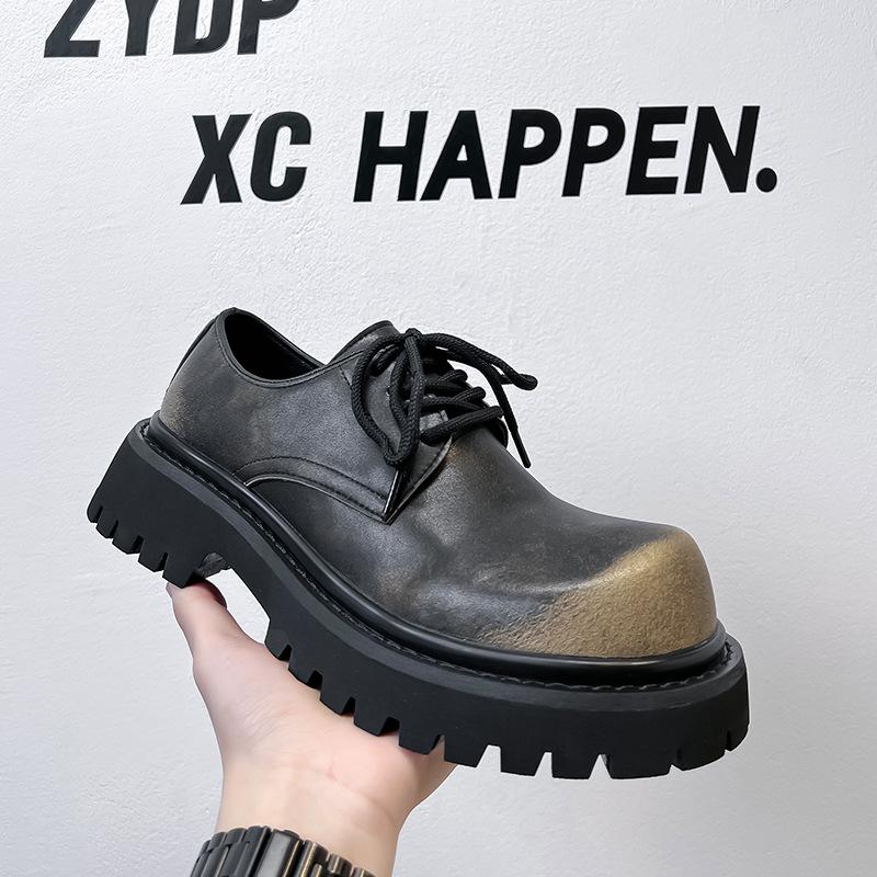 

Туфли дерби с большой головкой, туфли на платформе в британском стиле, кожаные туфли-лоферы с круглым носком и толстым каблуком 14702-24702-A 38 чёрный