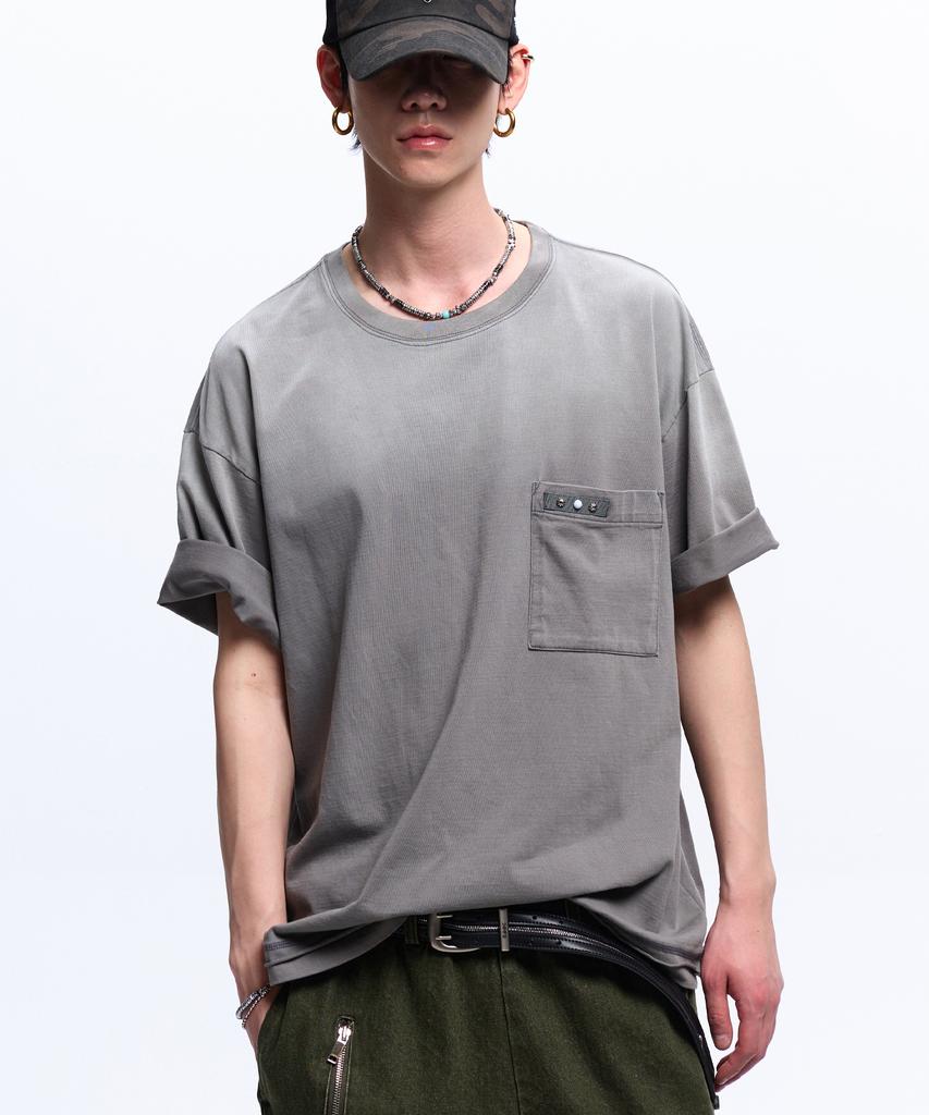 Aleseuseussi Rivet Pocket Washing T-Shirt - Gray