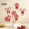 Rustic Wooden Christmas Tree Pendants 12/24/36 Pcs Candy Decorations, Lollipop Picks for Tree, Red Decorative Hanging Candies Holidays White