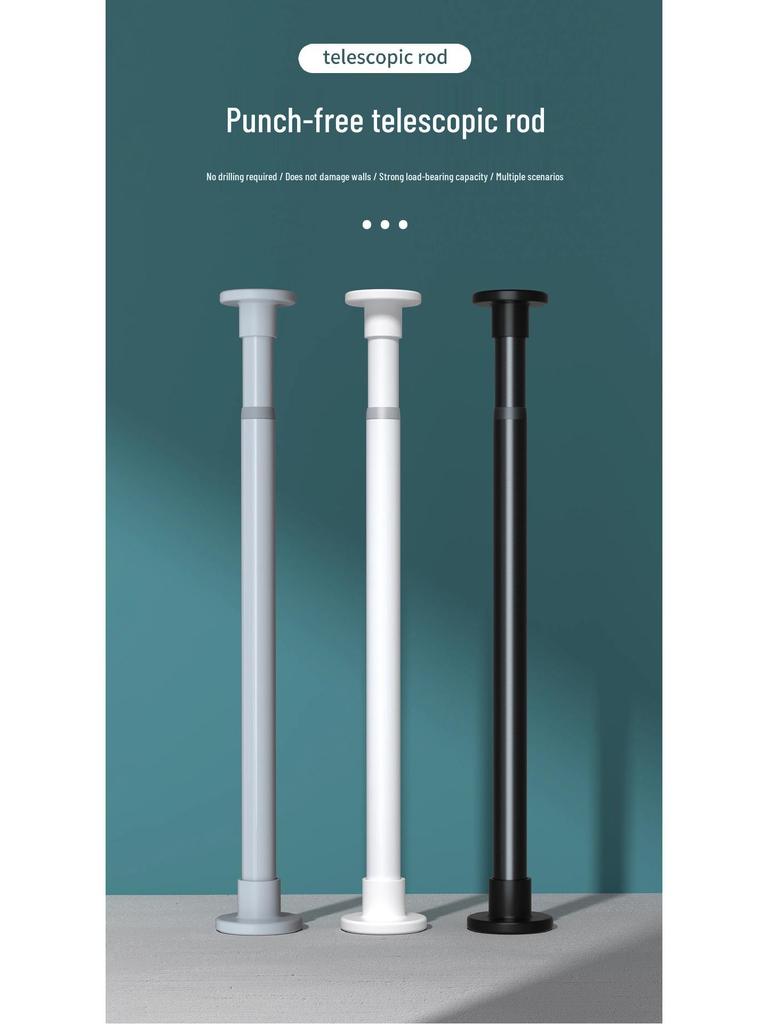 Nastavitelná teleskopická tyč bez vrtání pro sprchové závěsy, věšení oblečení, sušení na balkoně a organizaci šatní skříně