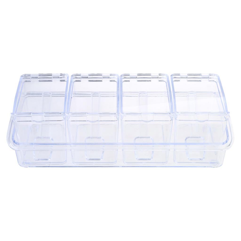 Convenient Seasoning Container 4 Compartment Condiment Storage Box Transparent Spices Container Organization Tool