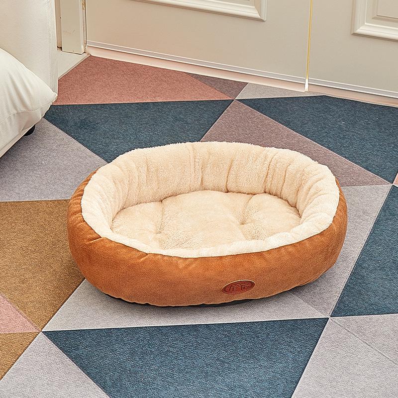 Four Seasons Round Dog Bed - Medium/Large, Scratch & Bite Resistant, Thick & Warm Cat Cushion