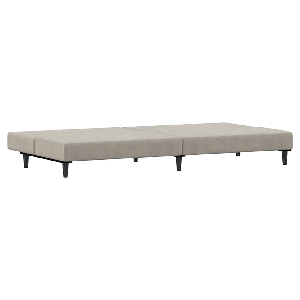 2 Seater Sofa Bed Light Grey Velvet
