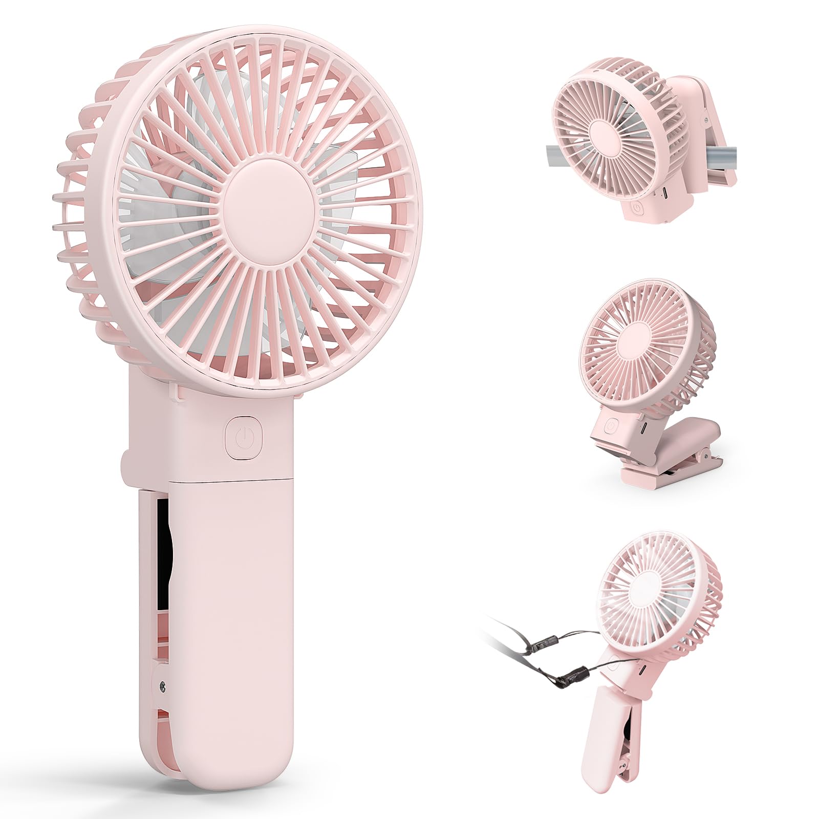 

Handheld Fan with and Portable Fan Quiet Mini Fan with 3 Airflow Fast Heatstroke Heat Fireworks Day Japanese Instruction Manual Clip, Parasol, [4-Way рожевий