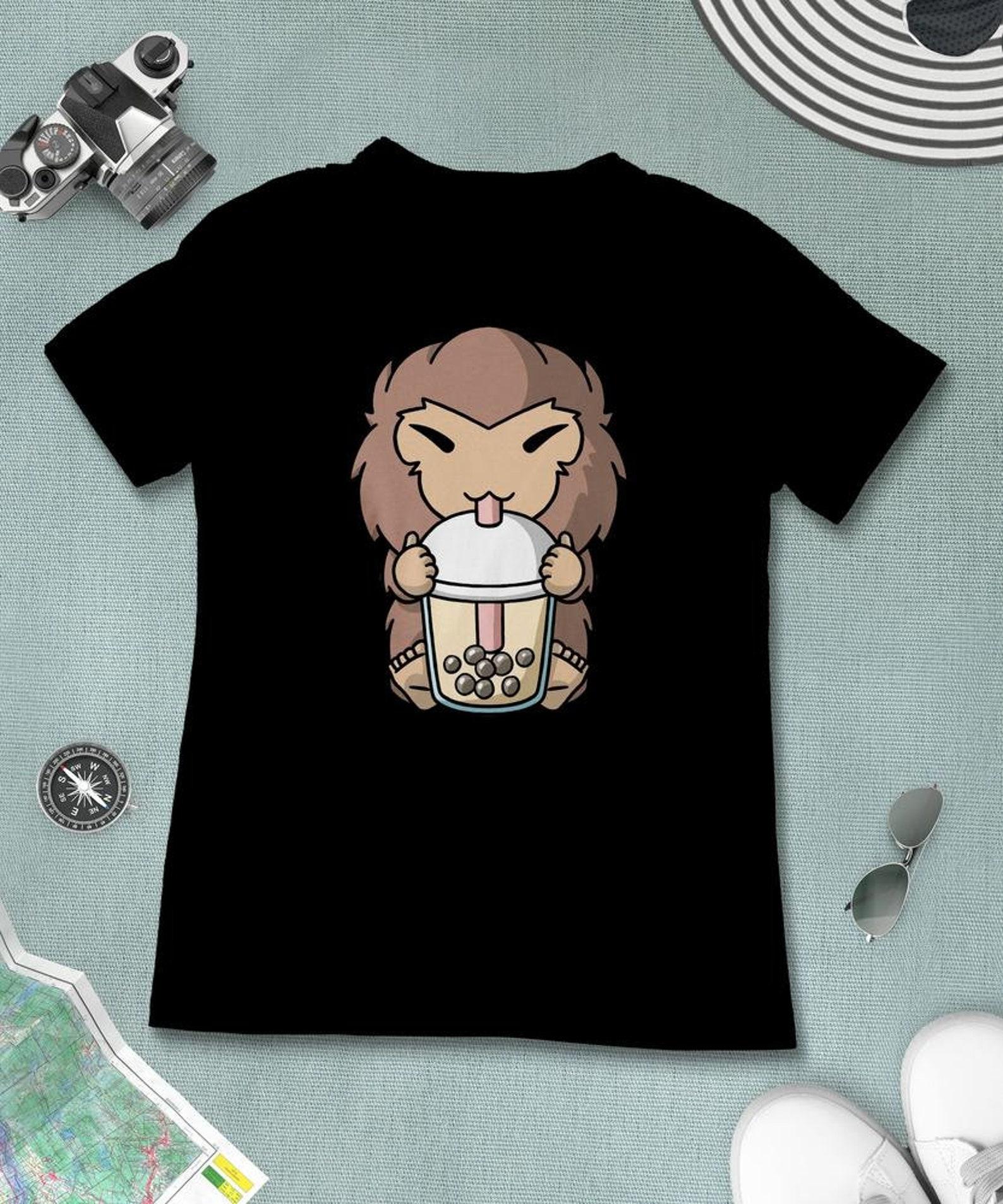 Boba Milk Tea Bigfoot Sasquatch T-Shirt, Funny Boba Milk Tea Shirt, Bubble Tea T-Shirt, Kawaii Japanese Anime Gift M