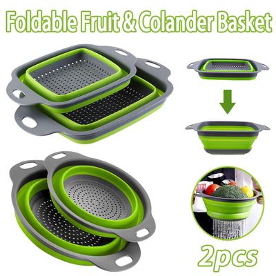 Silicone Folding Drainer Basket Portable Kitchen Strainer Fruit Vegetable Washing Folding Drainer Kitchenware Drain Device