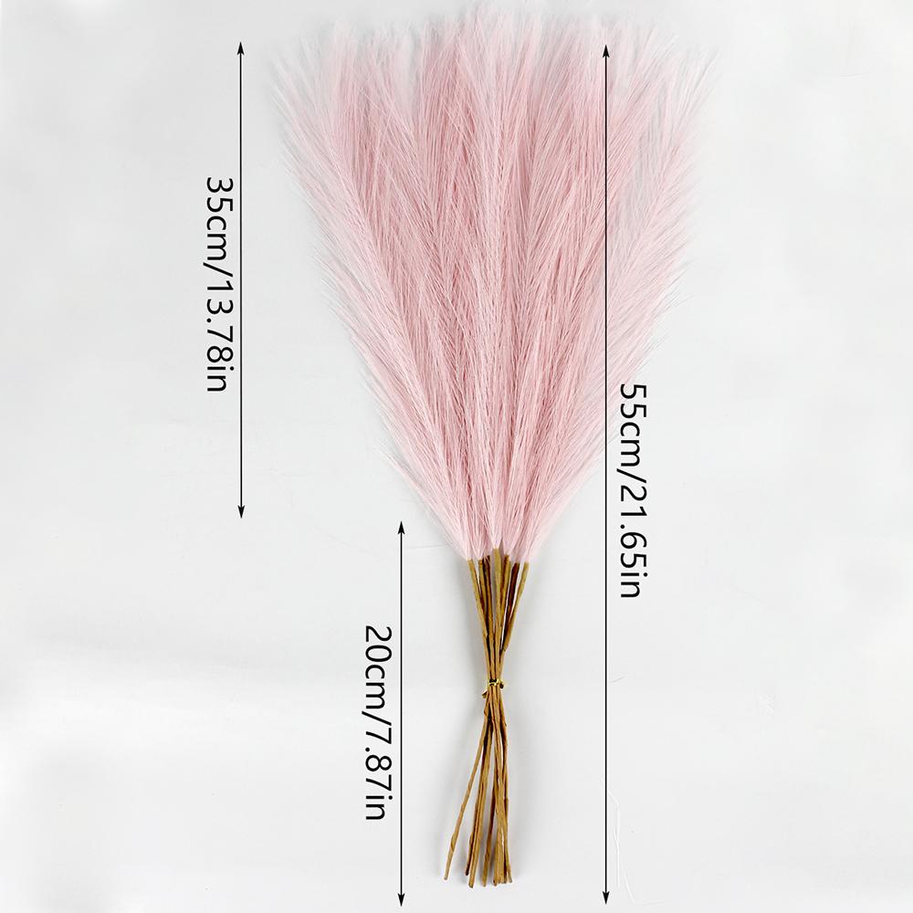 Runtow 10pcs Artificial Reed Grass ,55cm Fluffy Artificial Fake Flower Bulrush Reed Grass ,Pampas Grass Wedding Party Decor
