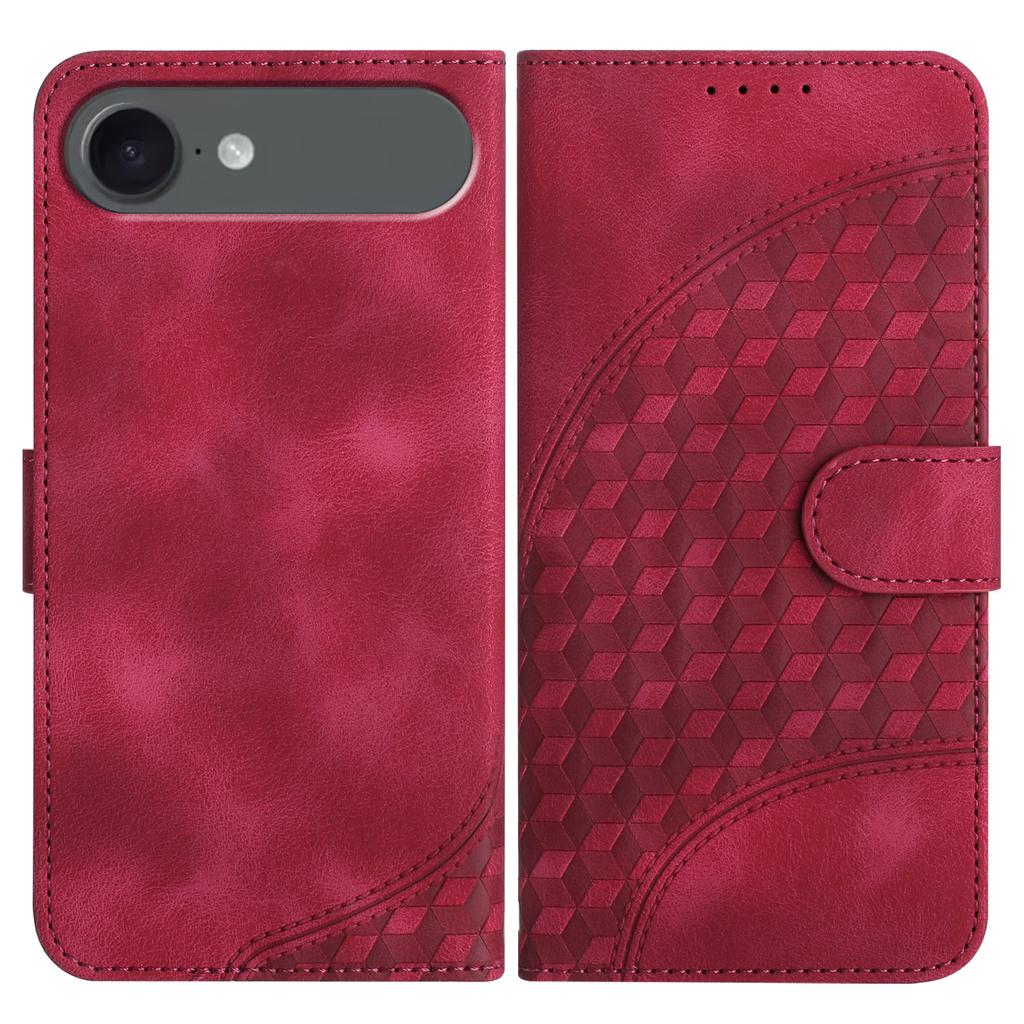 For iPhone 17 Air Leather Case with Wrist Strap Diamond Imprint Wallet Phone Cover