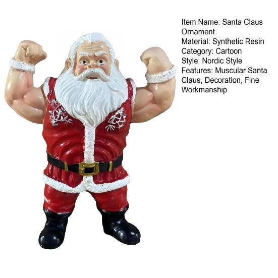 Різдвяна Фігурка М'язистого Діда Мороза Бодібілдер Мультяшний Санта Статуетка з Смоли Святкова Вечірка Настільна Прикраса