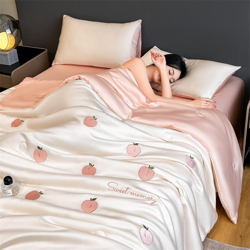 Summer Cool Feeling Ice Silk Summer Cool Quilt Four-Piece Machine Washable Summer Quilt Dormitory Single Quilt Core Double Air Conditioner Quilt