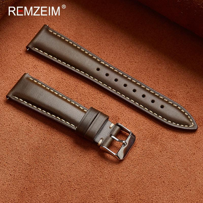 Smooth Leather Smartwatch Strap 18mm 19mm 20mm 21mm 22mm Universal Replacement Watch Band Men's Women's Wristwatch Bracelet