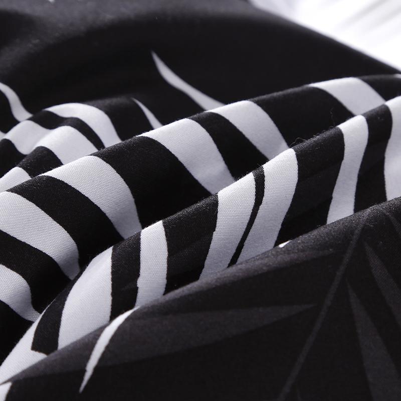 Palm Leaf Comforter Cover Black and White Bedding Set for Kids Teens Adult Women, Leaves Duvet Covers Reversible Quilt Cover Set